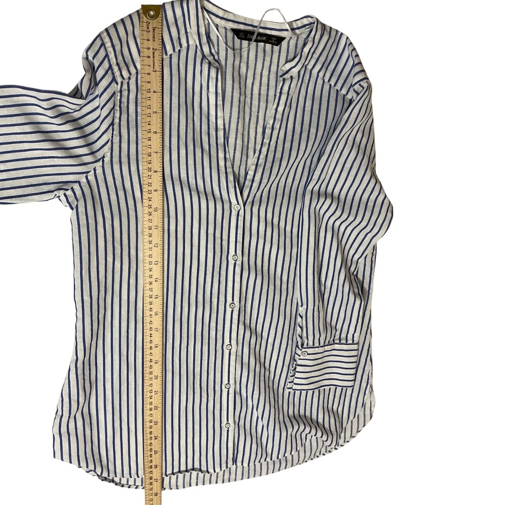 Zara Basic Button Down Shirt Split Neck Blouse La… - image 8